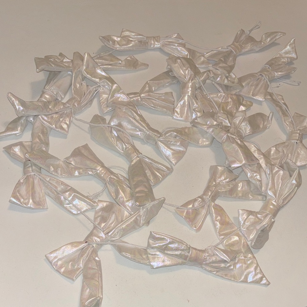 Iridescent Bow Garland Set of 2  White Pearly Garland Girlhoodcore Bow Garland